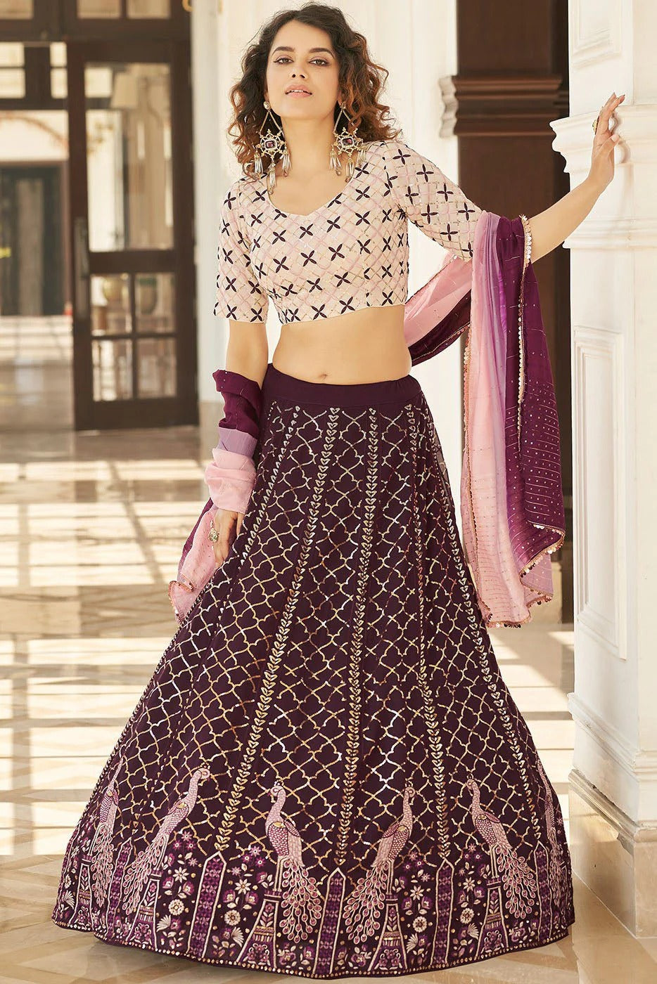 Purple Colour Georgette Embroidery Lehenga Choli LC1150127 A