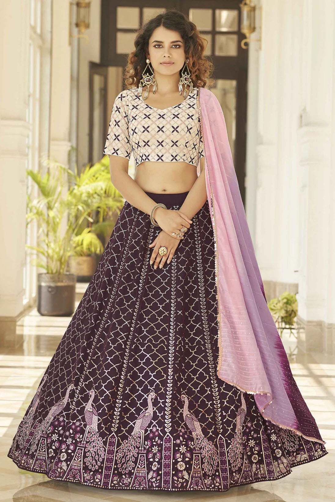 Purple Colour Georgette Embroidery Lehenga Choli LC1150127