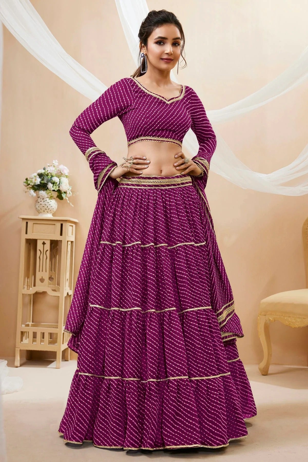 Purple Colour Georgette Lehenga Choli LC1010280