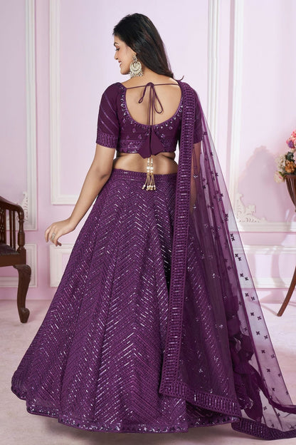 Purple Colour Georgette Lehenga Choli LC1010284 1