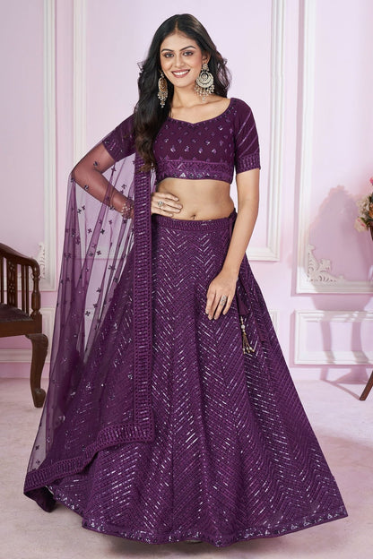 Purple Colour Georgette Lehenga Choli LC1010284