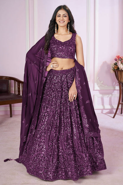 Purple Colour Georgette Lehenga Choli LC1010286