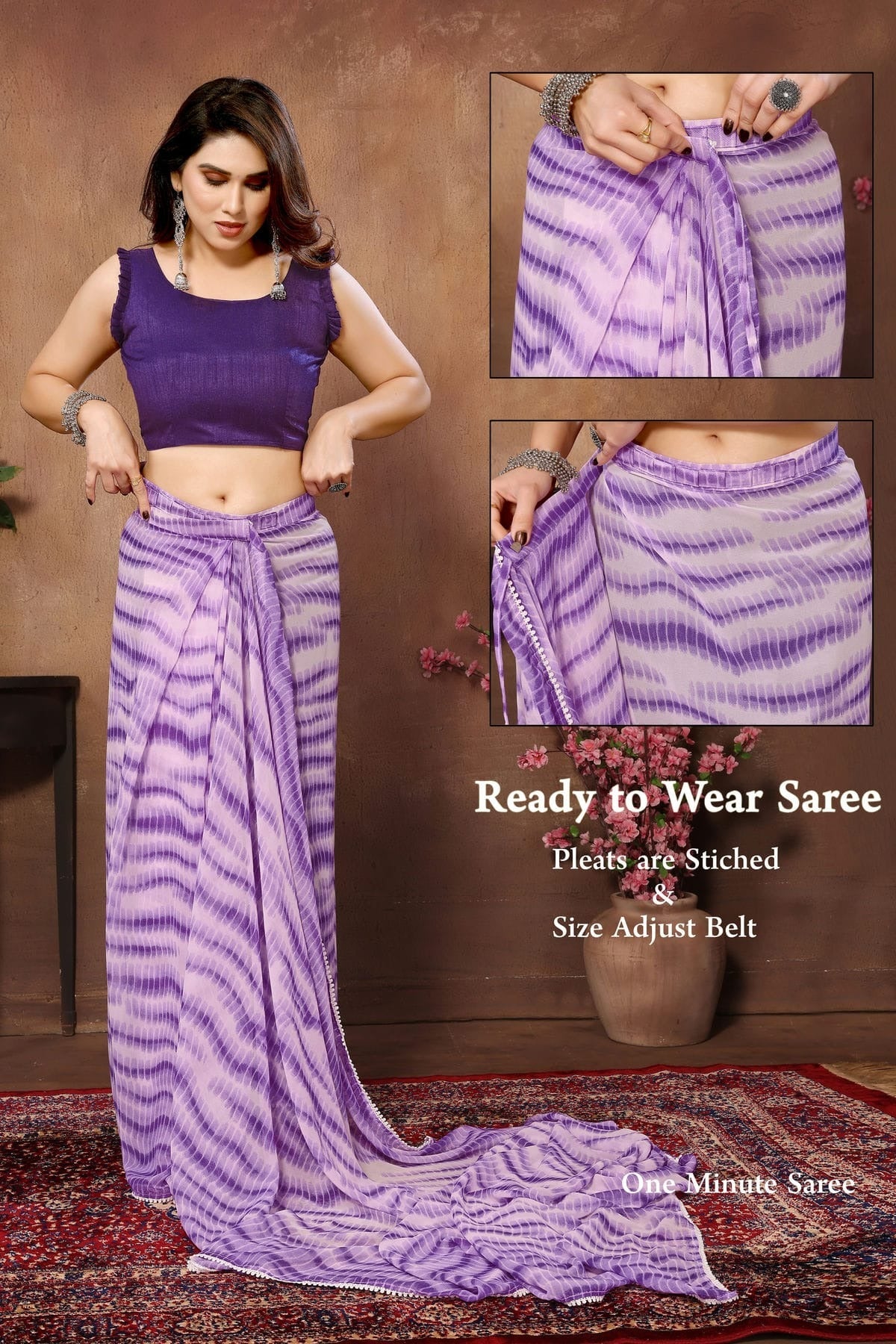 Purple Colour Georgette Ready To Wear Saree SD1180017 A