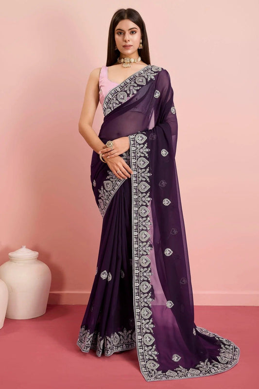 Purple Colour Georgette Saree SD1110467