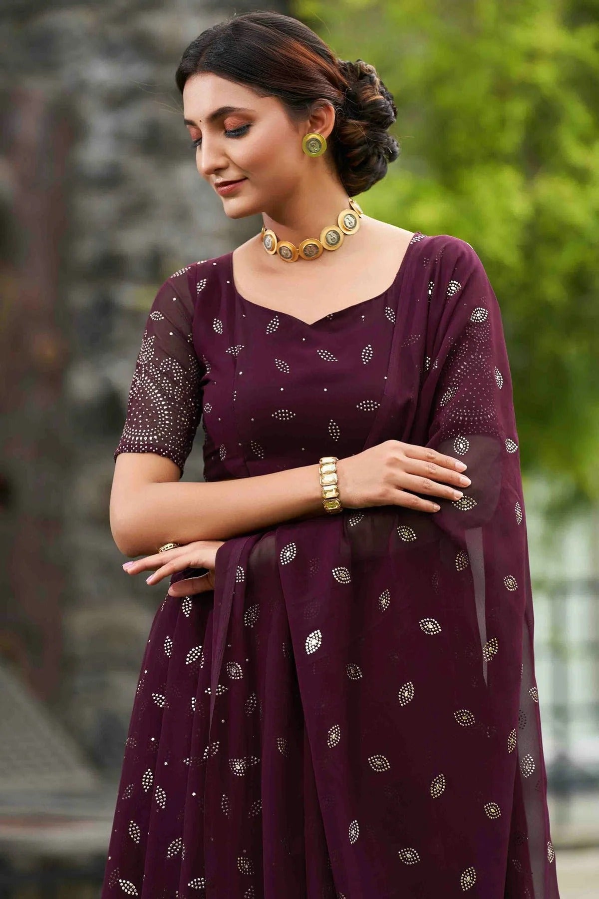 Purple Colour Georgette Semi Stitched Lehenga Choli LC1170060 B