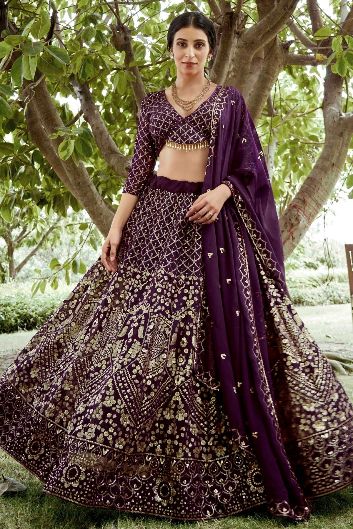Purple Colour Georgette Semi Stitched Lehenga Choli LC1170081 A