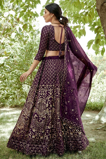Purple Colour Georgette Semi Stitched Lehenga Choli LC1170081 B
