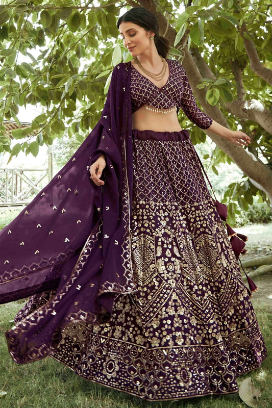 Purple Colour Georgette Semi Stitched Lehenga Choli LC1170081