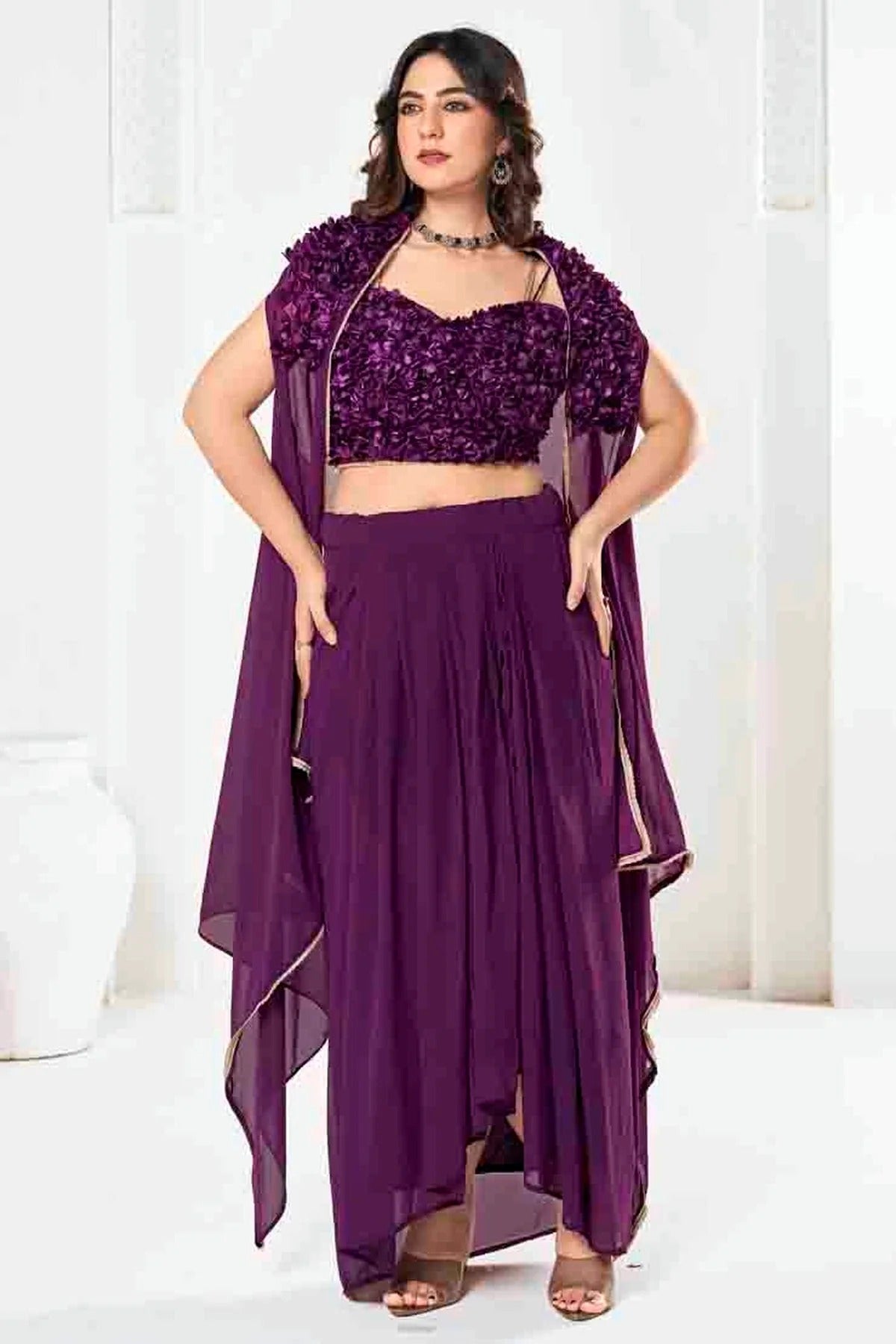 Purple Colour Georgette Semi Stitched Lehenga Choli LC1170088 A
