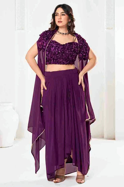 Purple Colour Georgette Semi Stitched Lehenga Choli LC1170088 A