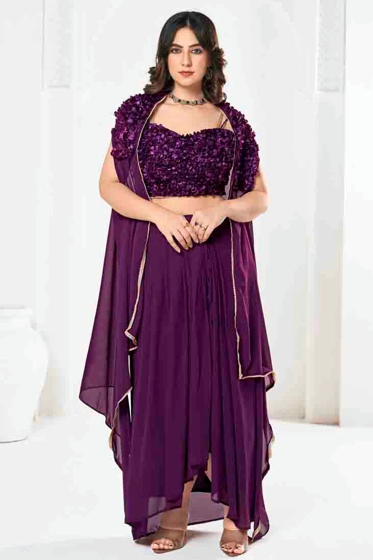 Purple Colour Georgette Semi Stitched Lehenga Choli LC1170088