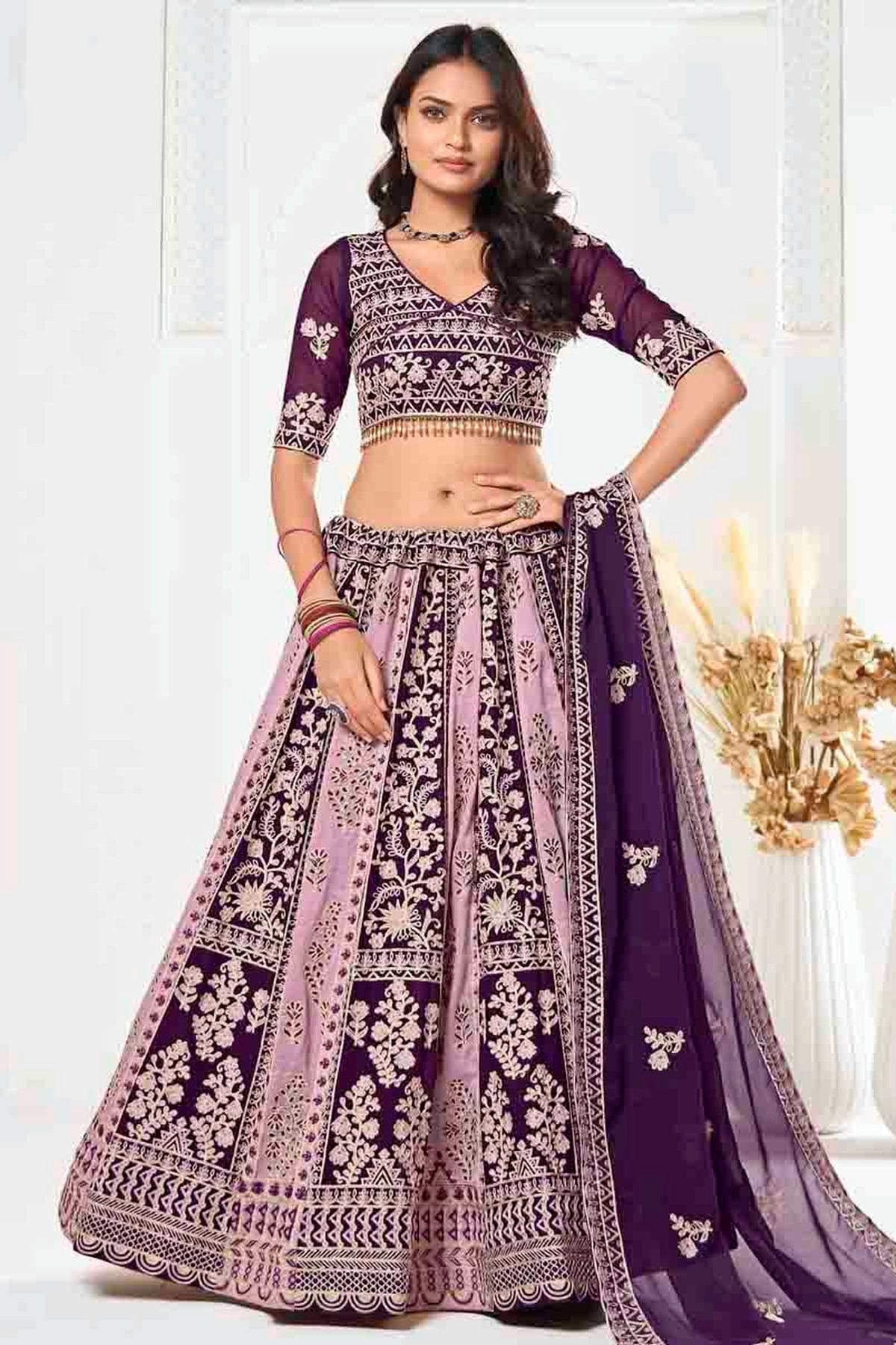 Purple Colour Georgette Semi Stitched Lehenga Choli LC1170095