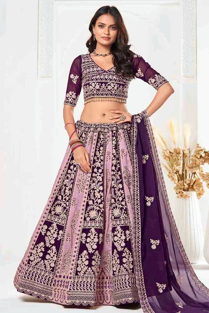 Purple Colour Georgette Semi Stitched Lehenga Choli LC1170095