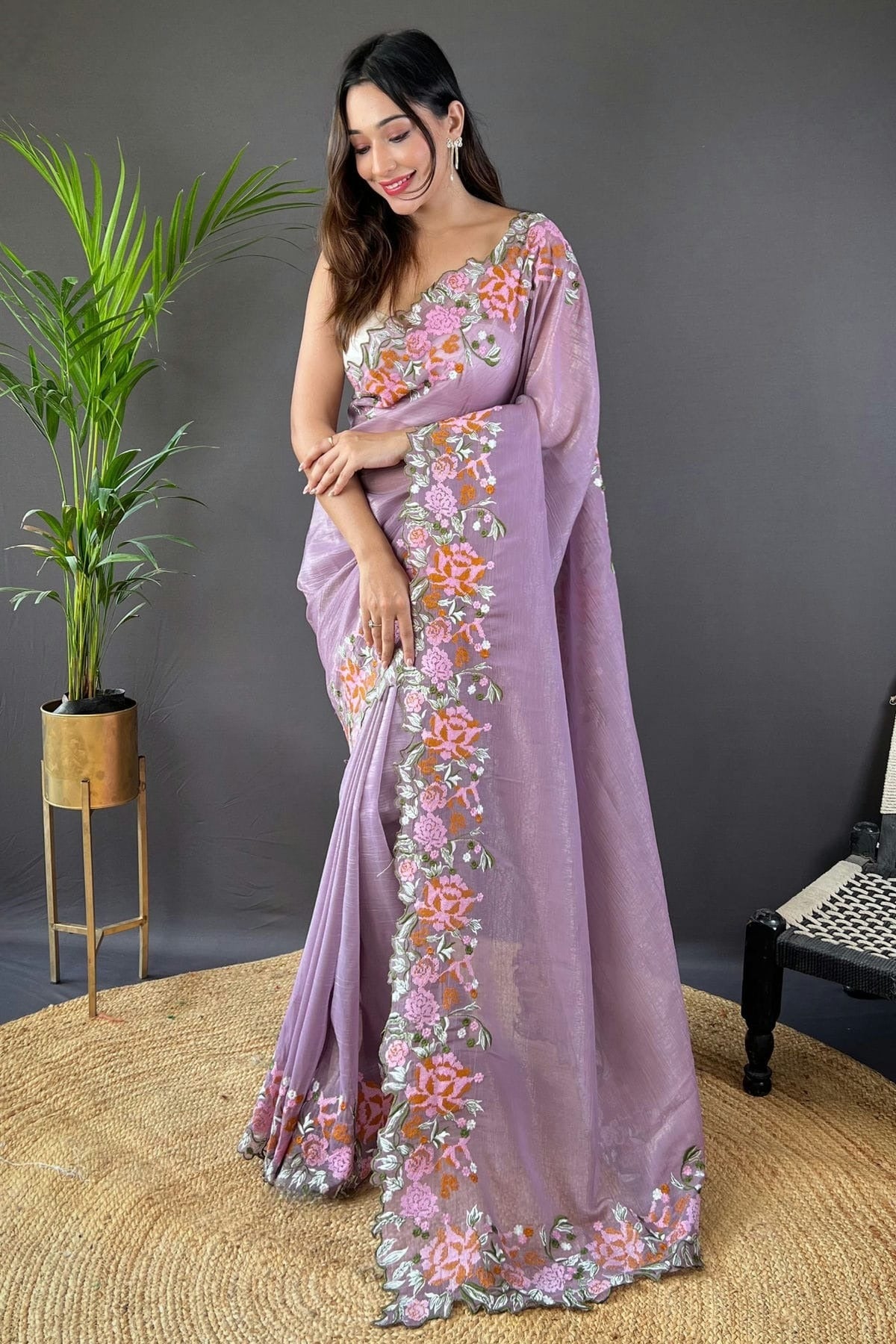 Purple Colour Glossy Silk Designer Saree SD1111891