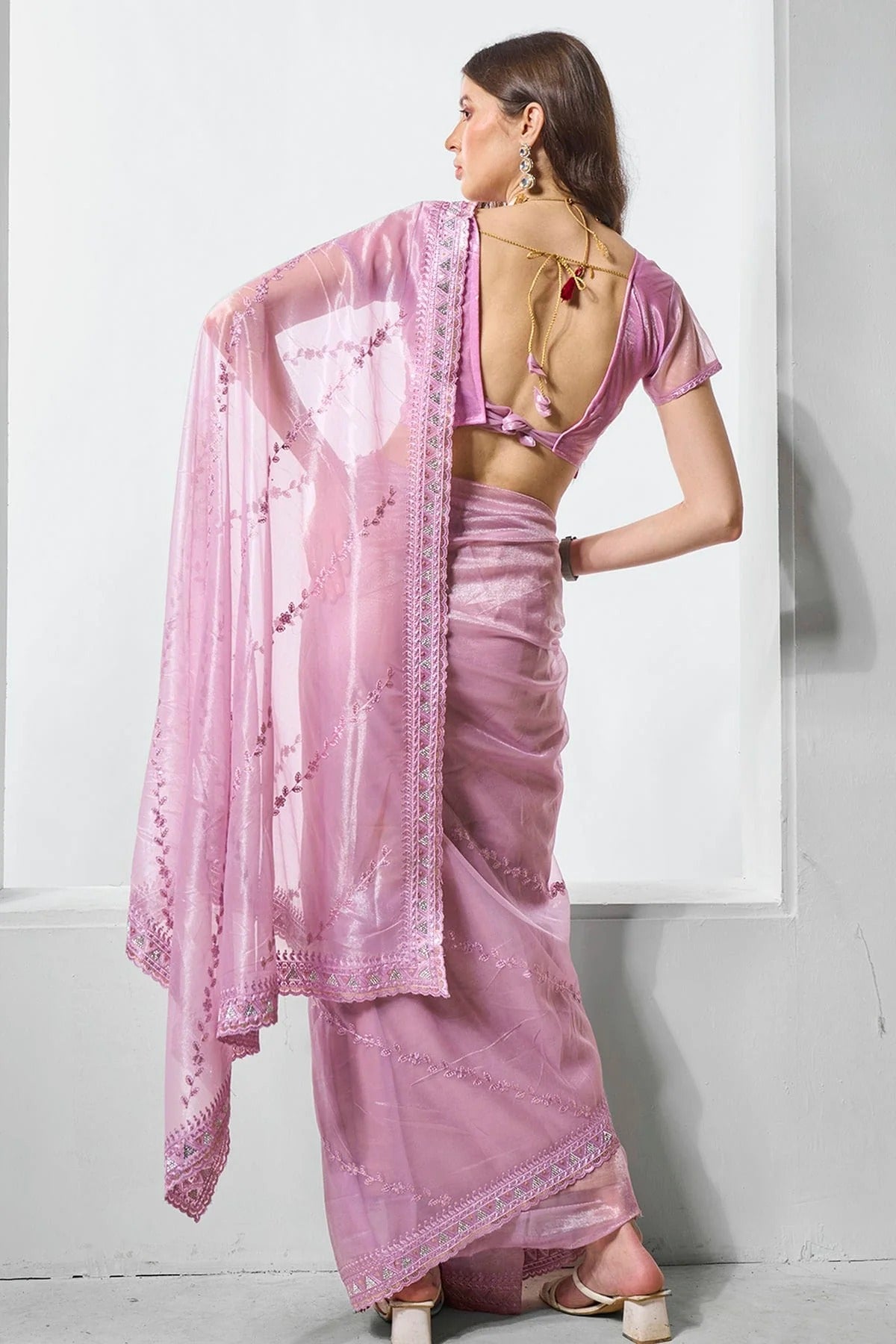 Purple Colour Gold Tissue Net Designer Saree SD1111721 A