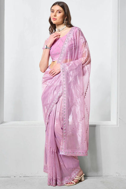 Purple Colour Gold Tissue Net Designer Saree SD1111721