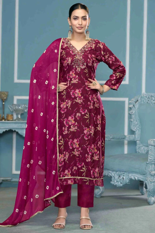 Purple Colour Jaam Cotton Pant Style Suit SM1113220