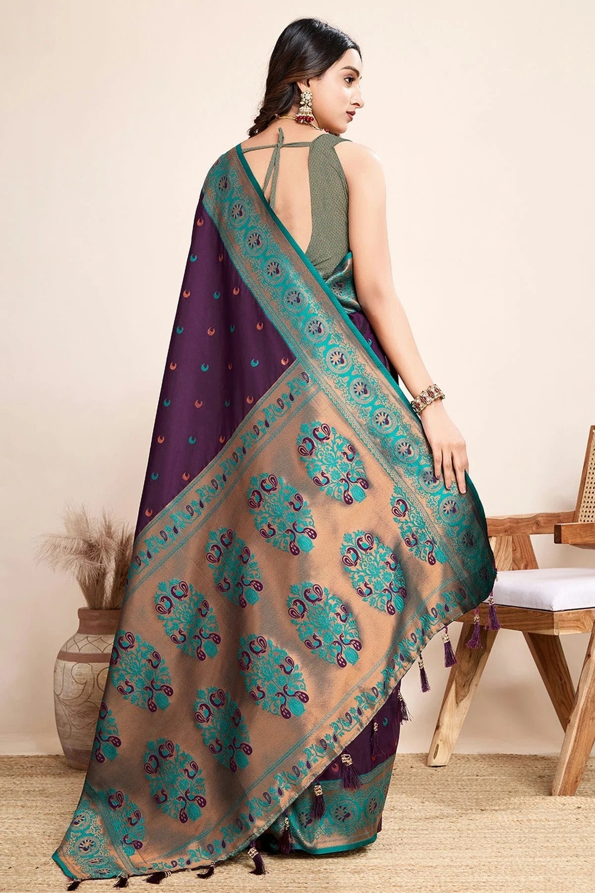 Purple Colour Jacquard Silk Traditional Saree SD1112100 A