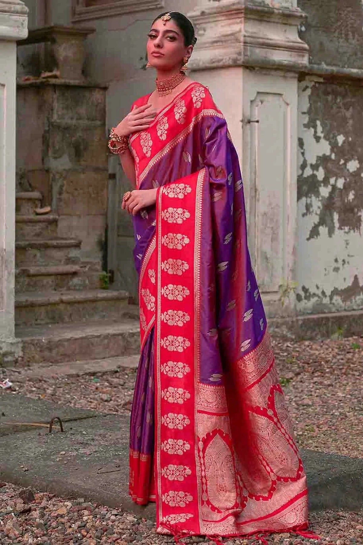 Purple Colour Kanchi Silk Traditional Saree SD1260057 A