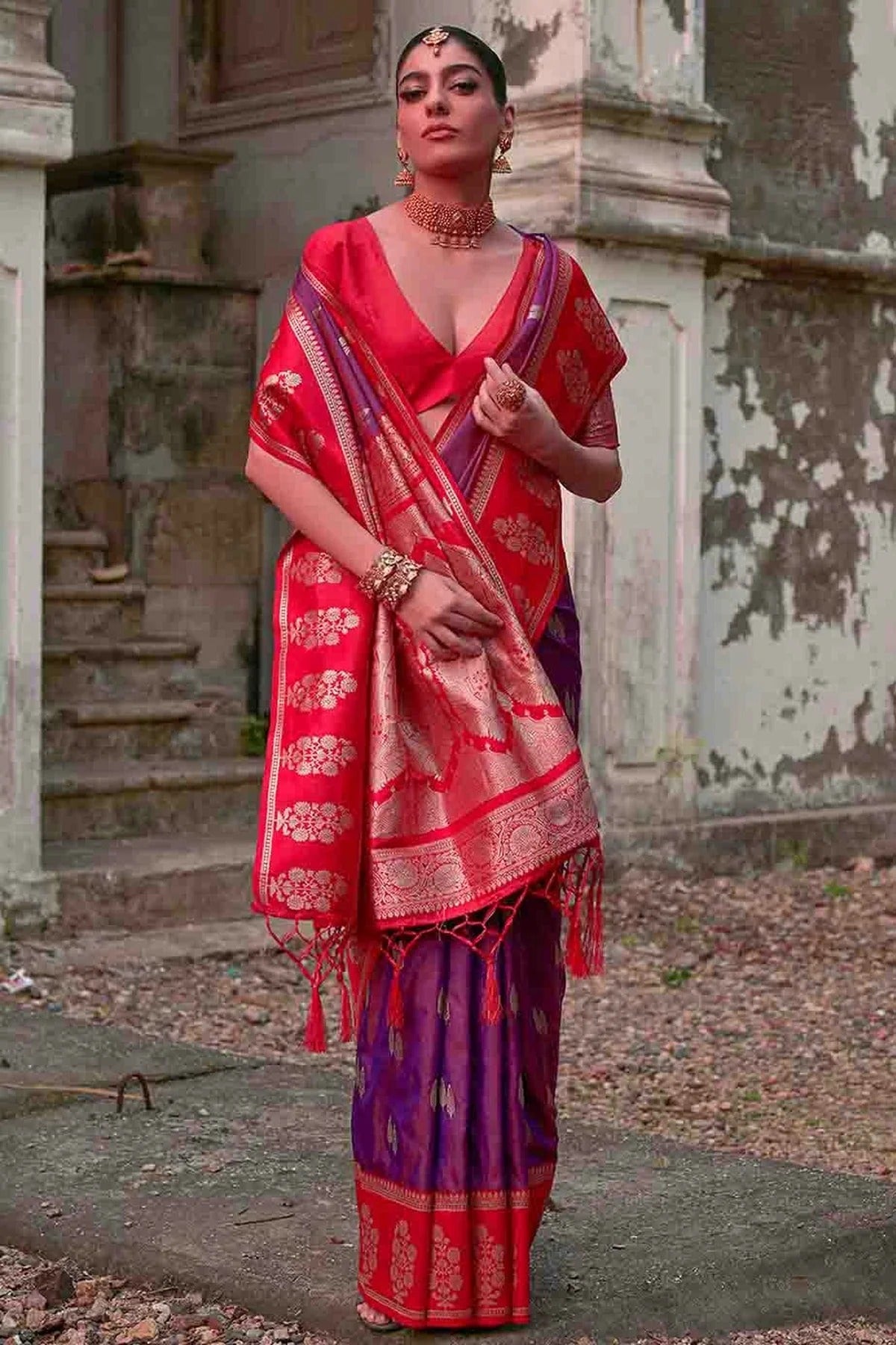 Purple Colour Kanchi Silk Traditional Saree SD1260057 B