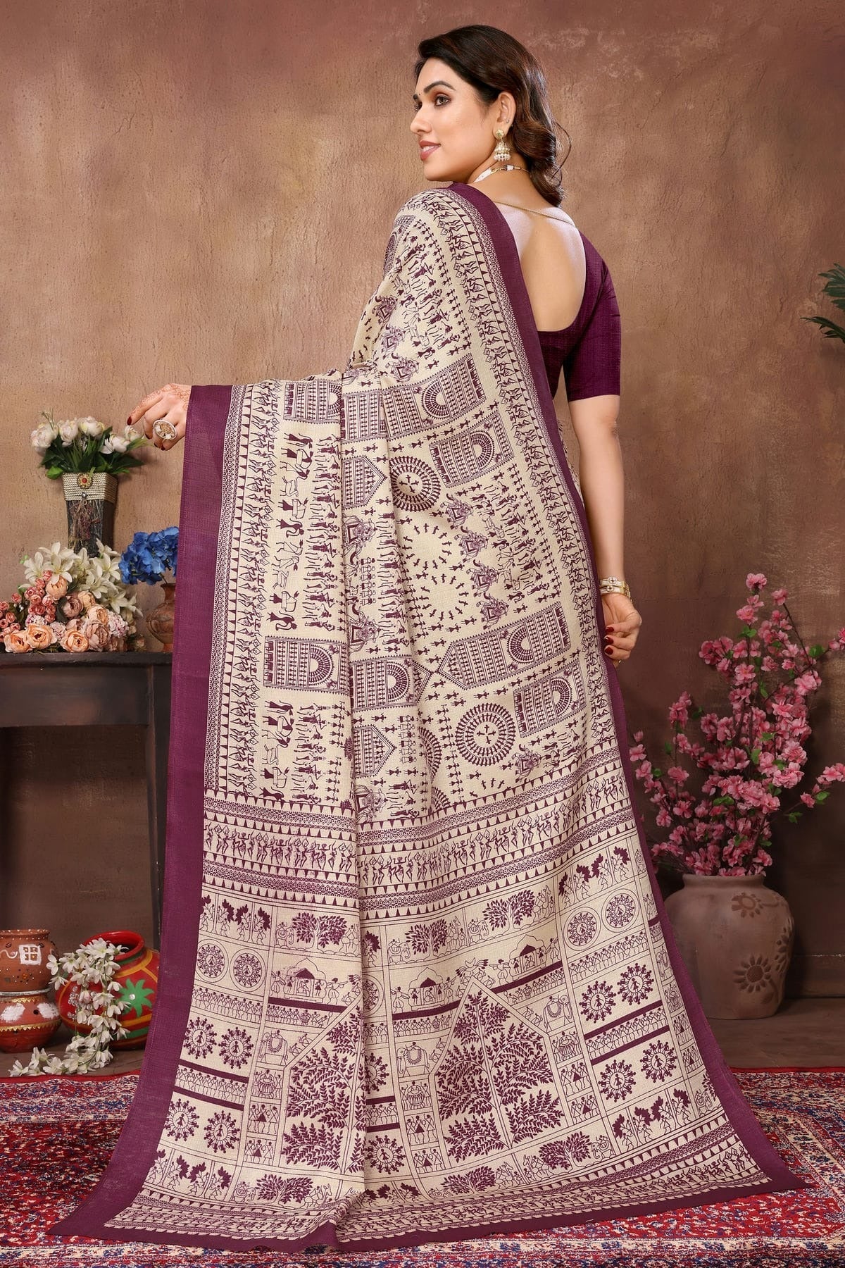Purple Colour Khadi Printed Saree SD1180098 A