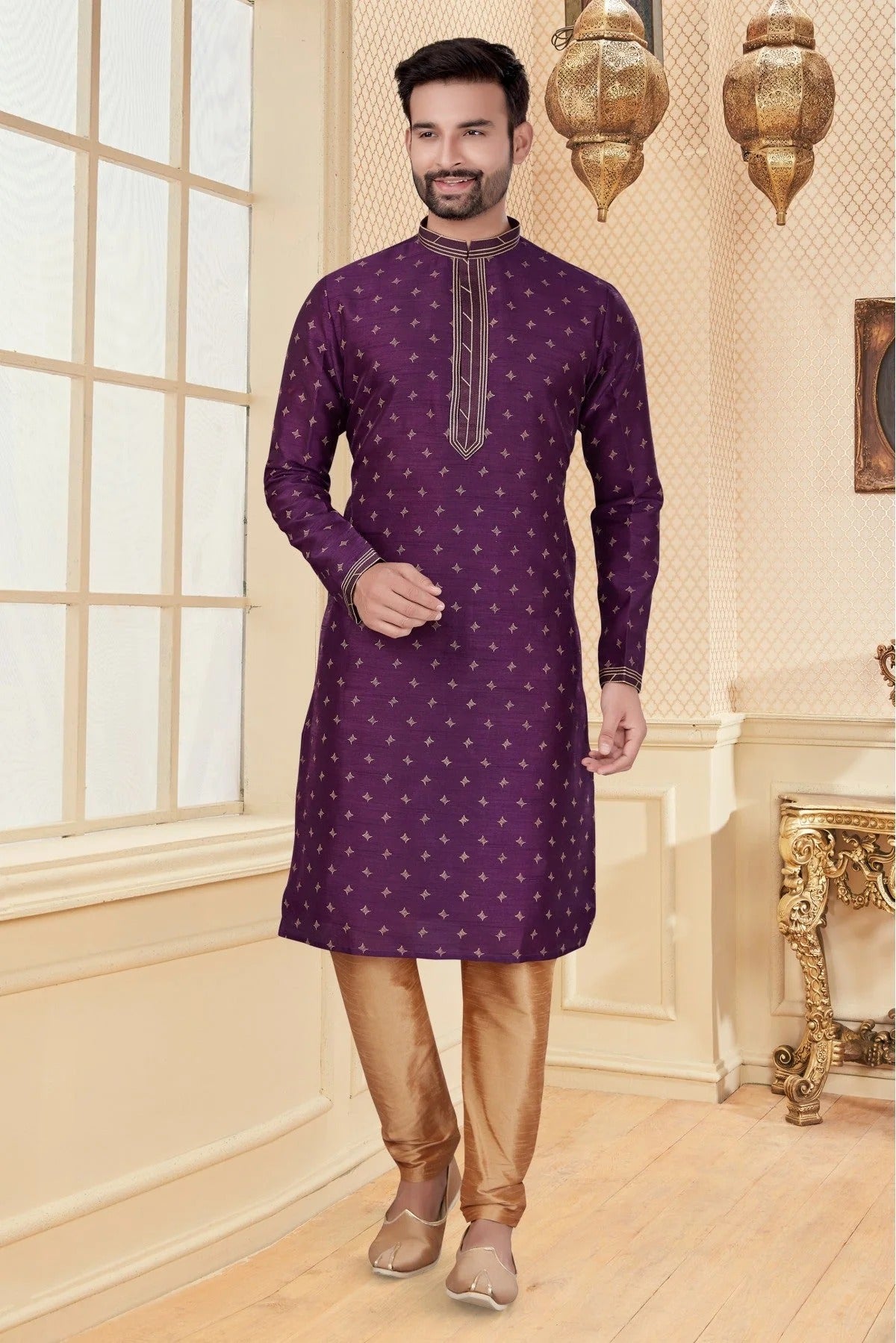 Purple Colour Kurta Pajama In Silk Dupion Fabric KP1040111