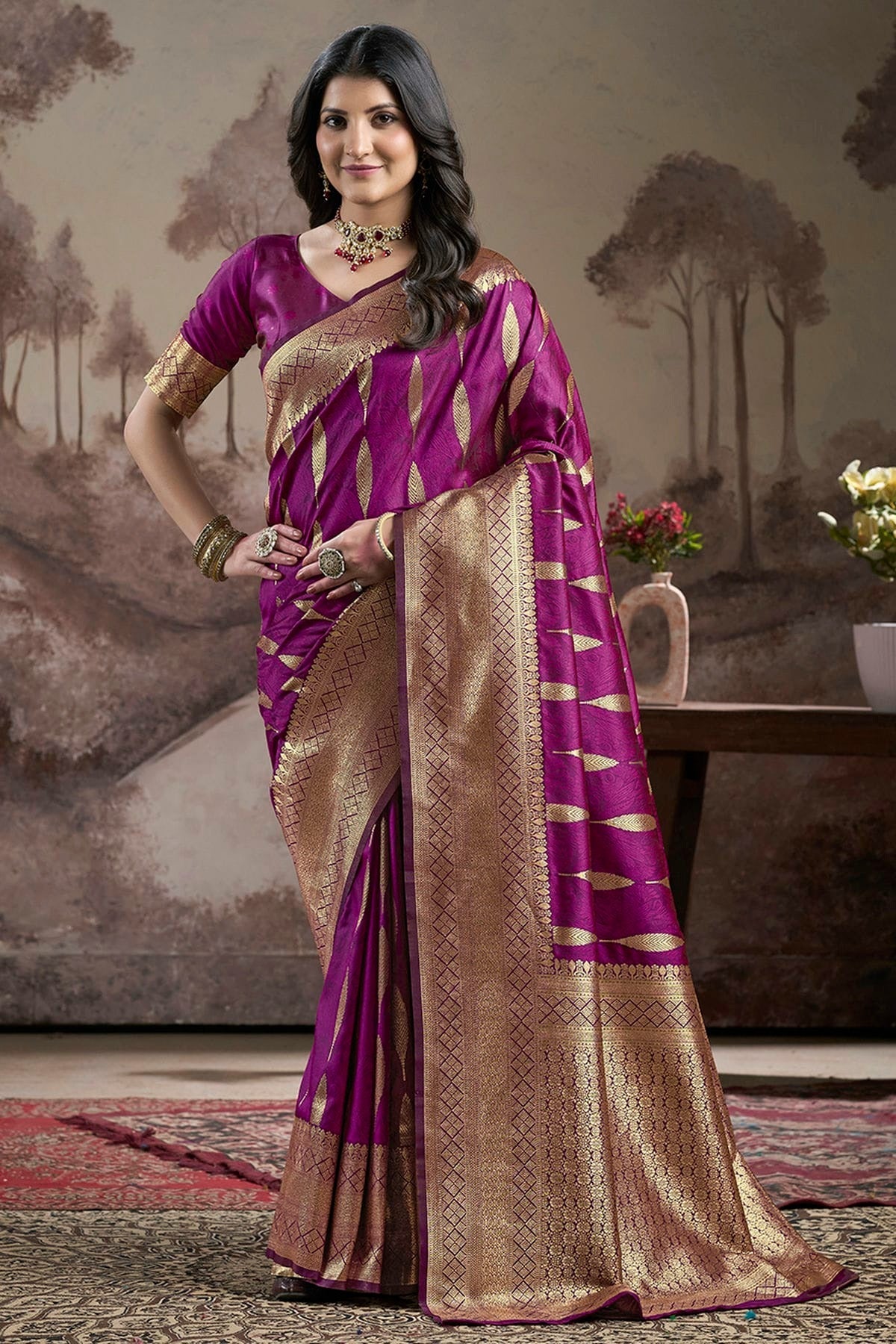 Purple Colour Lichi Silk Traditional Saree SD1112205
