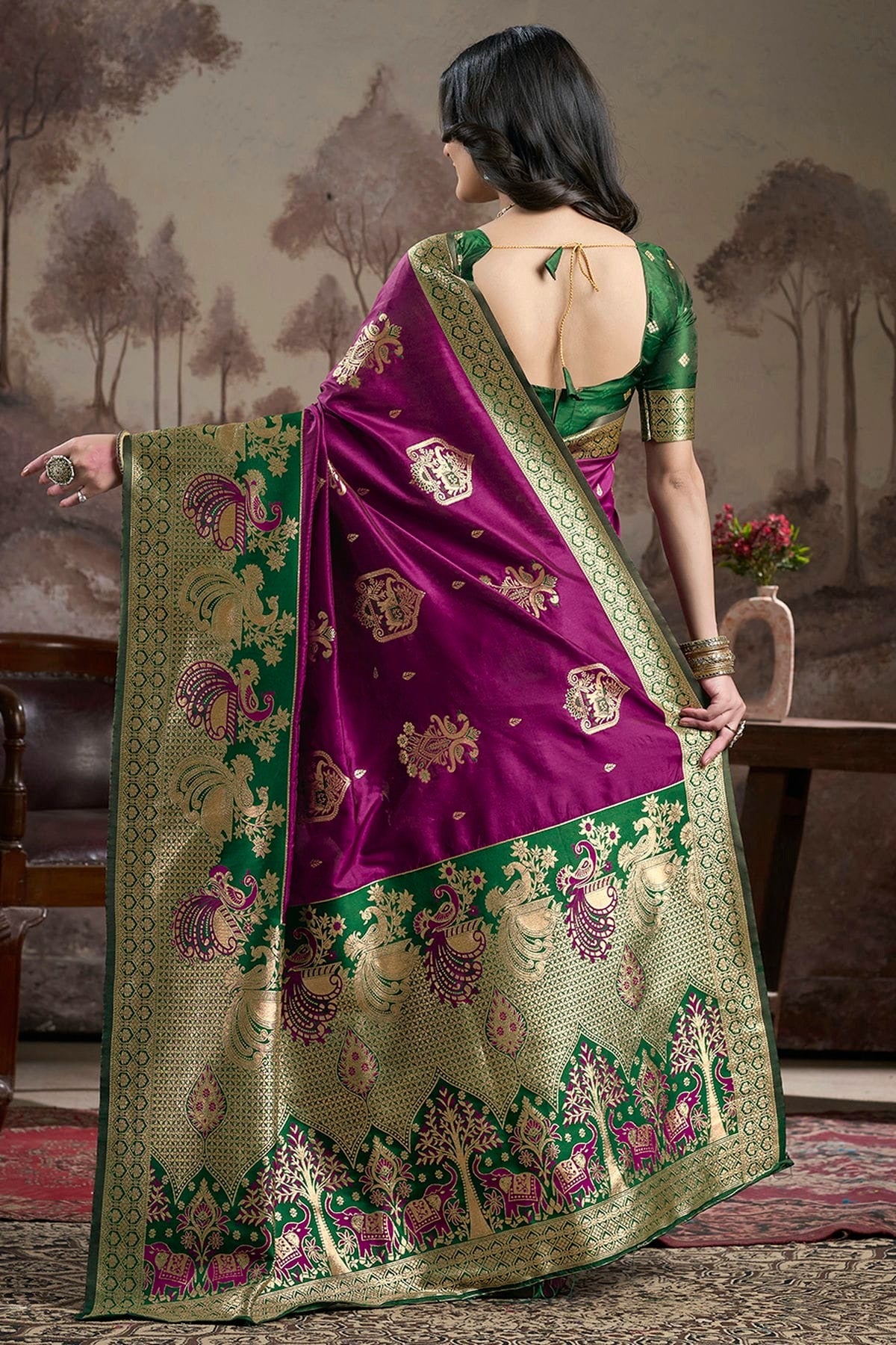 Purple Colour Lichi Silk Traditional Saree SD1112206 A