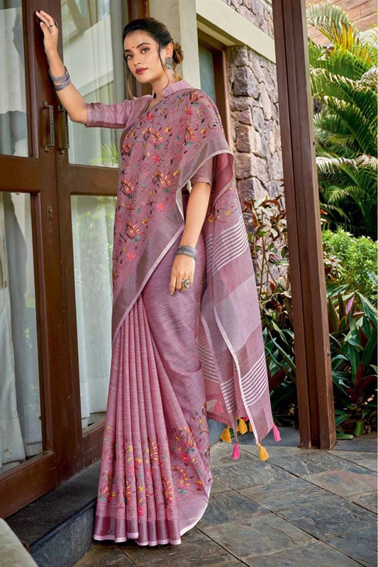 Purple Colour Linen Thread Work Saree SD1100602