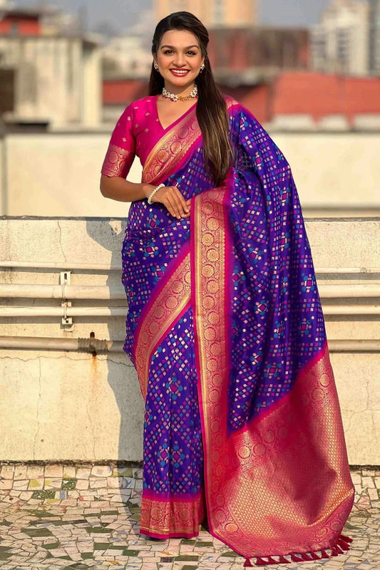 Purple Colour Meenakari Work Patola Silk Traditional Sarees SD1113387