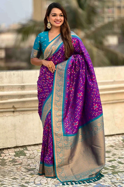 Purple Colour Meenakari Work Patola Silk Traditional Sarees SD1113389