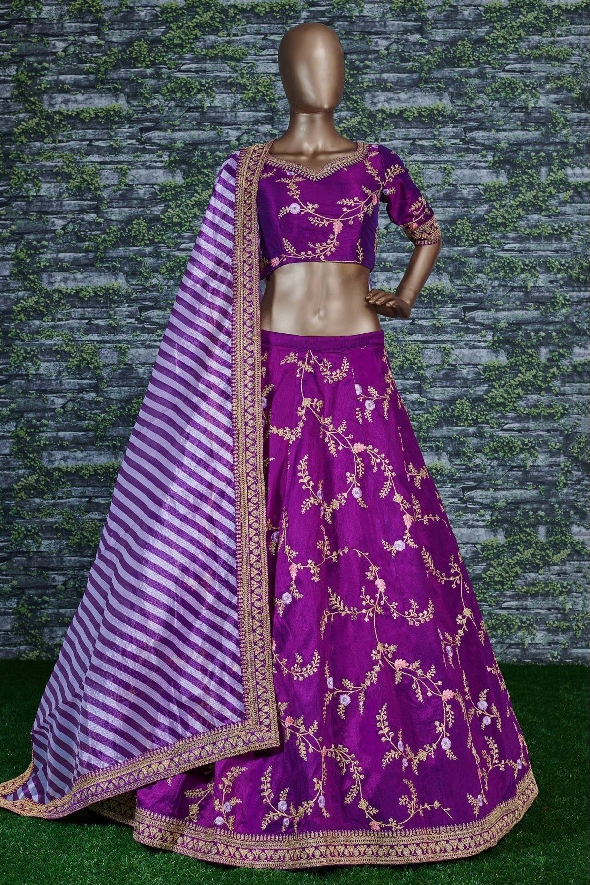 Purple Colour Mulberry Silk Lehenga Choli LC1010054 A