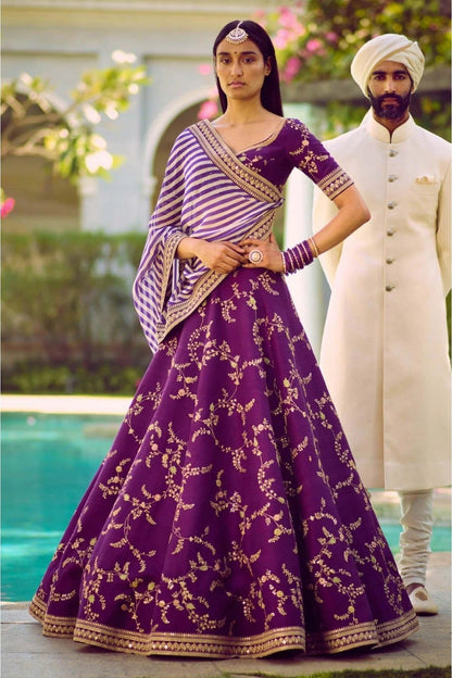 Purple Colour Mulberry Silk Lehenga Choli LC1010054