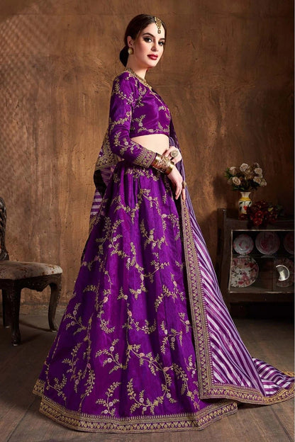 Purple Colour Mulberry Silk Lehenga Choli LC1010073 A
