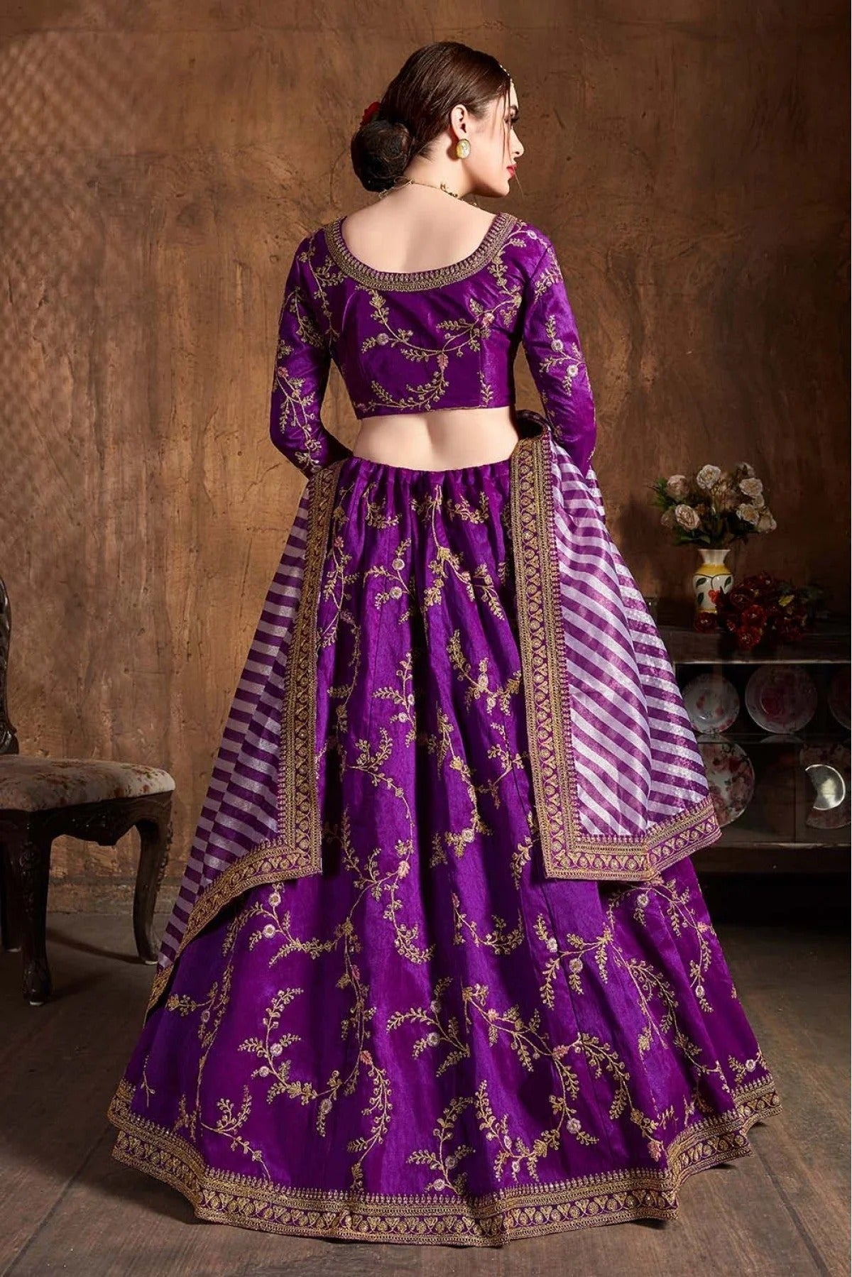 Purple Colour Mulberry Silk Lehenga Choli LC1010073 C