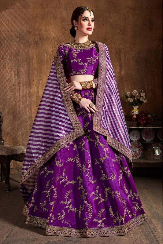 Purple Colour Mulberry Silk Lehenga Choli LC1010073