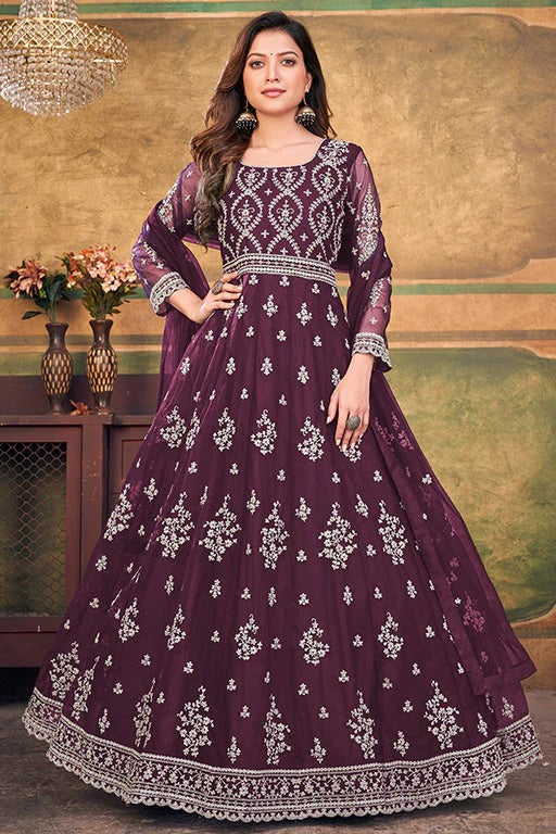 Purple Colour Net Anarkali Suit SM1050390 A