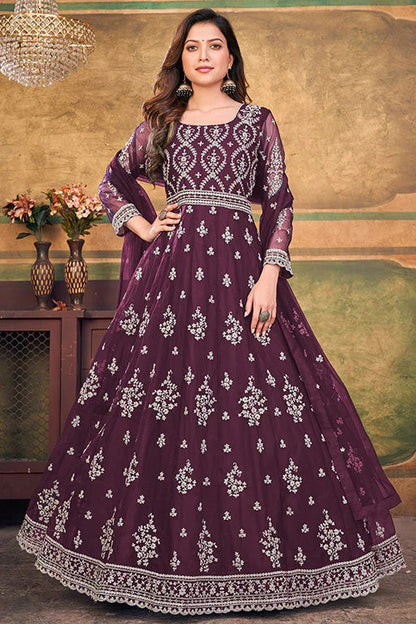 Purple Colour Net Anarkali Suit SM1050390 A