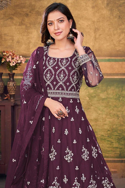 Purple Colour Net Anarkali Suit SM1050390 B