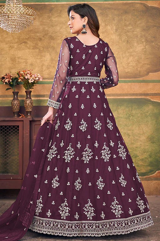 Purple Colour Net Anarkali Suit SM1050390 C
