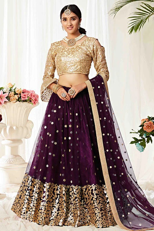 Purple Colour Net Designer Lehenga Choli LC1240002