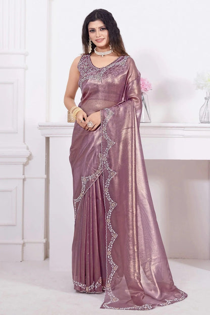 Purple Colour Net Designer Saree LC1121784