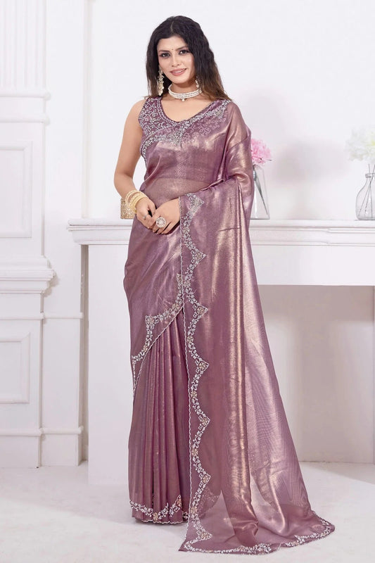 Purple Colour Net Designer Saree LC1121784