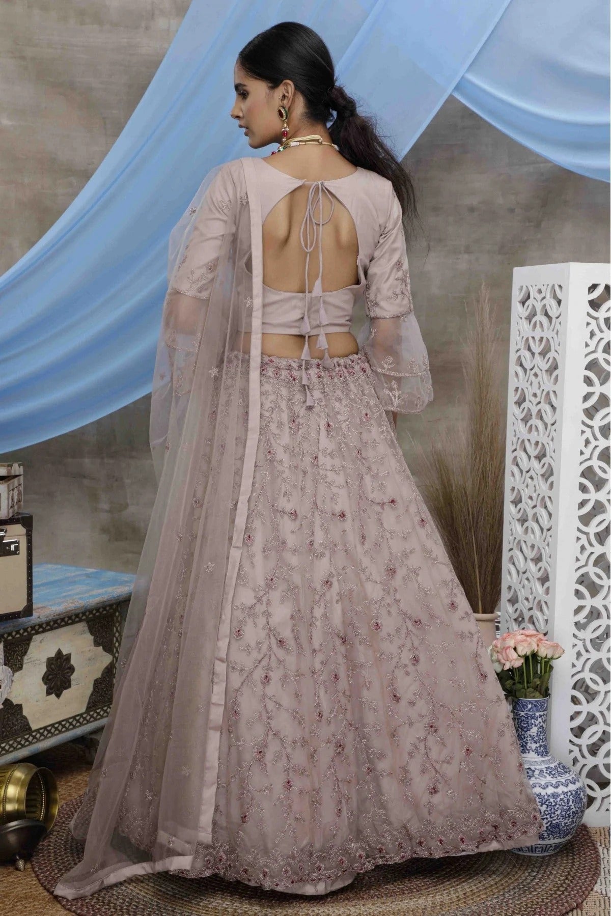Purple Colour Net Embroidery Lehenga Choli LC1150031 A
