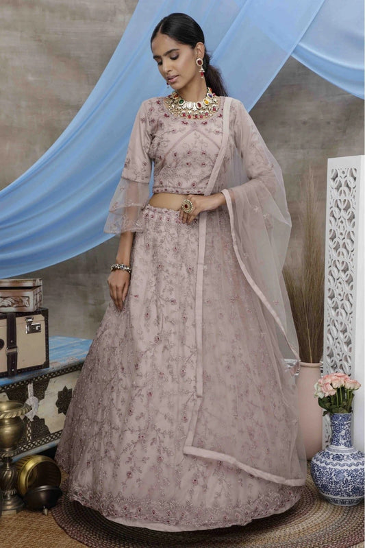 Purple Colour Net Embroidery Lehenga Choli LC1150031