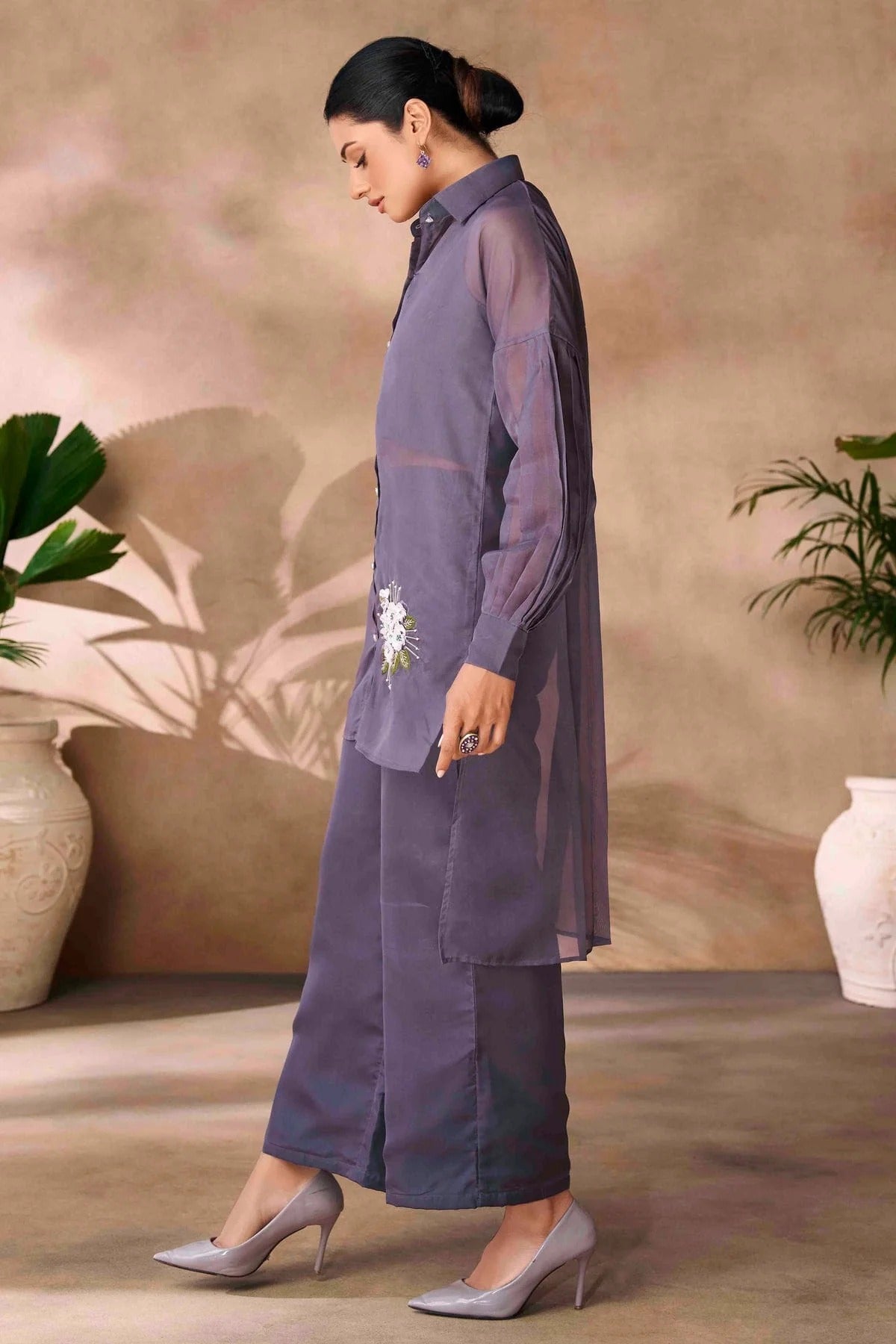 Purple Colour Organza Co Ord Suit TP1080952 A