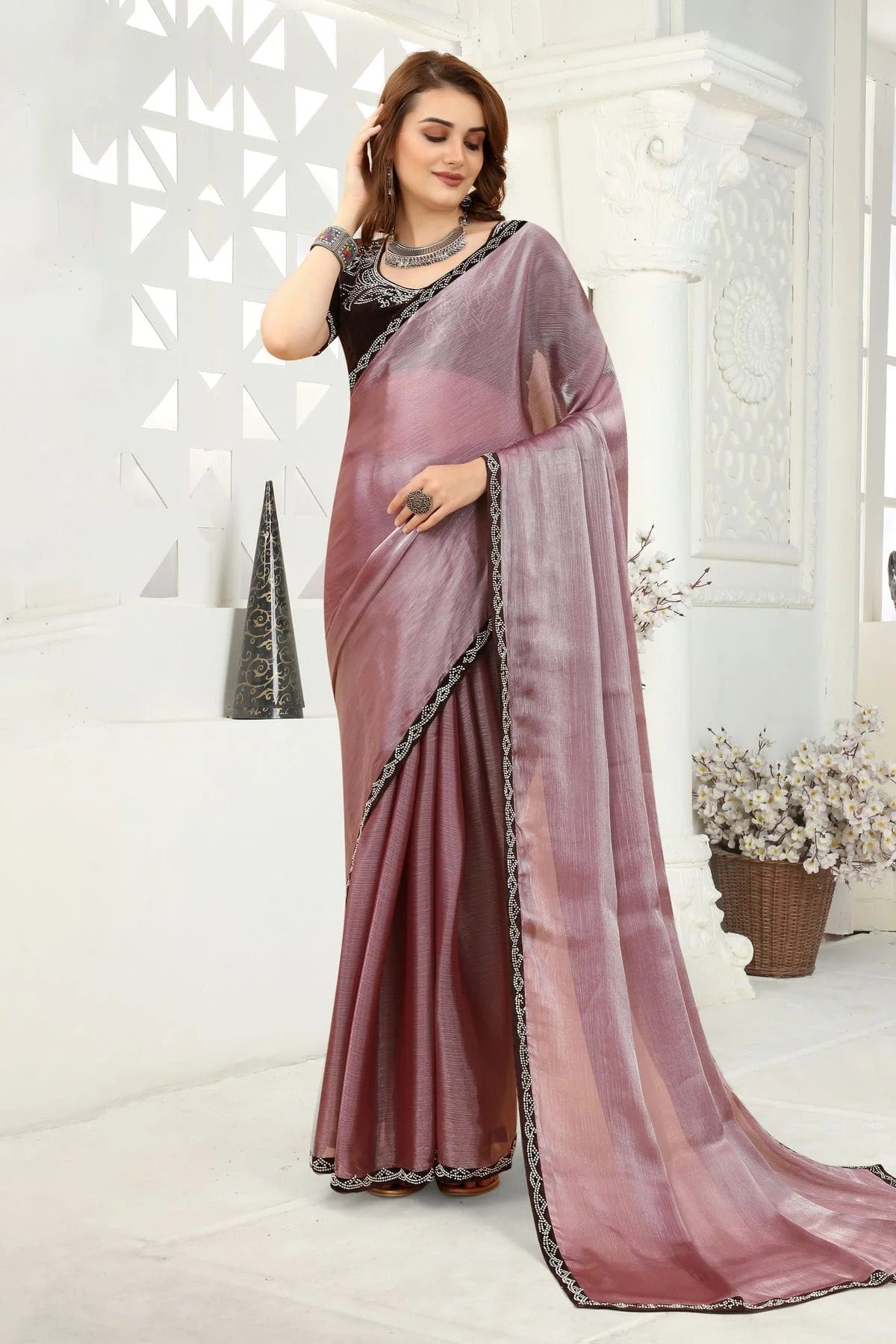 Purple Colour Organza Designer Saree LC1121354