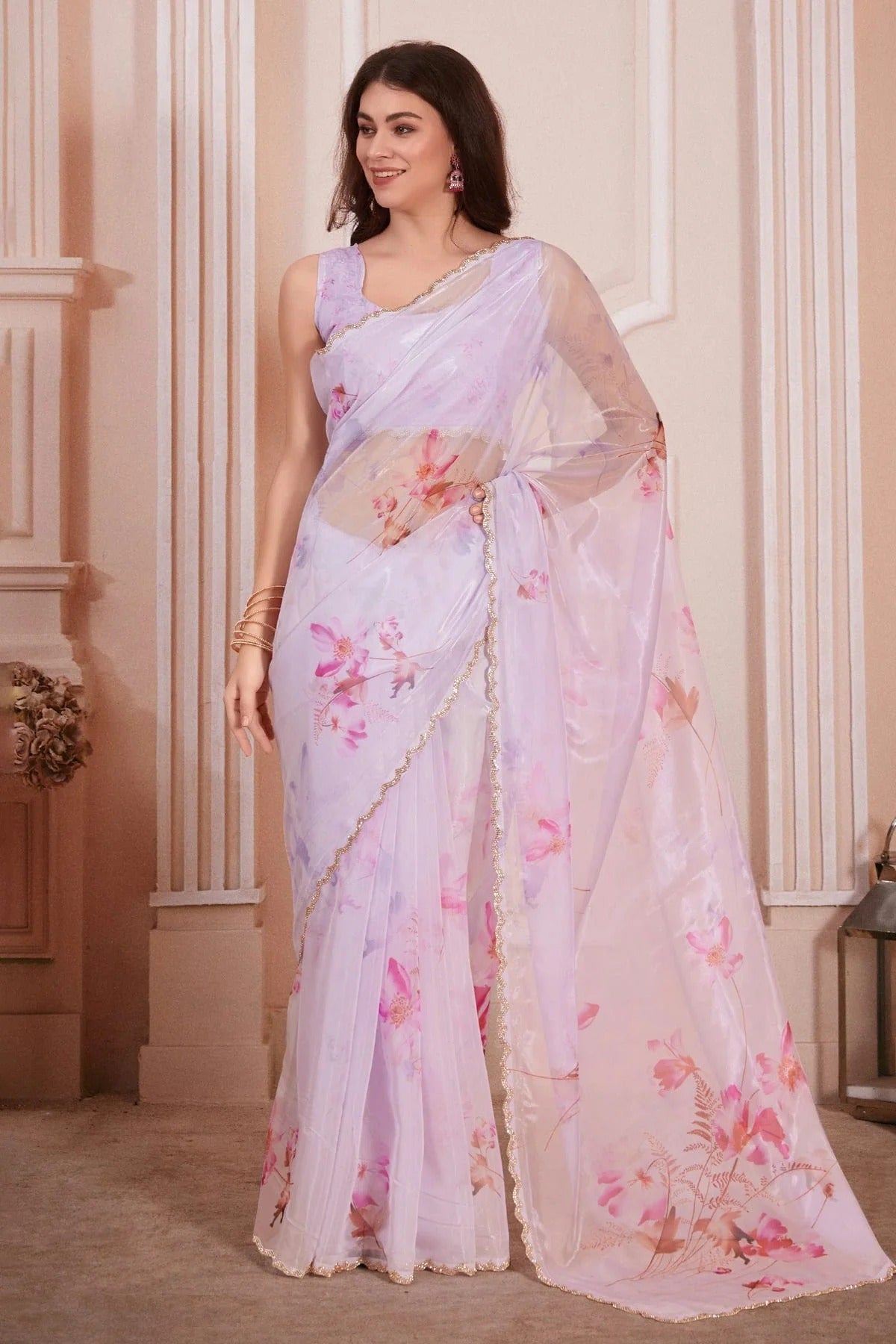 Purple Colour Organza Designer Saree LC1121746