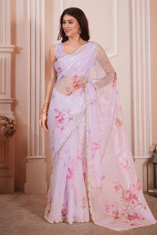 Purple Colour Organza Designer Saree LC1121746