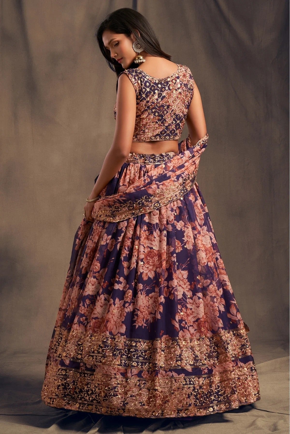 Purple Colour Organza Lehenga Choli LC1010102 A